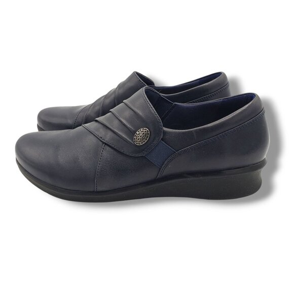Clarks Collection Hope Roxanne Loafers Womens 7.5 Blue Leather Slip On - Picture 5 of 9